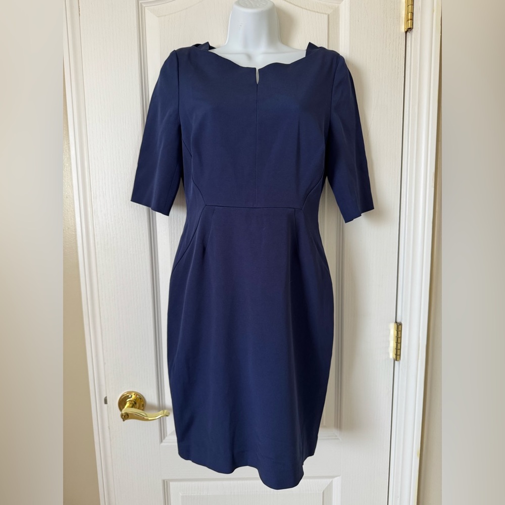 L.K. Bennett London Navy Sheath Dress Size 6 Career Office Cocktail Classic